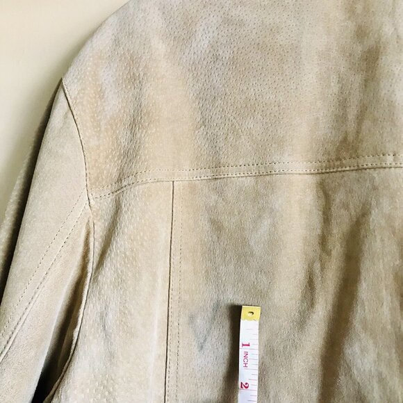 Club Room Mens XL Barn Field Chore Work Jacket Coat Tan Suede Leather Lined - Picture 11 of 11